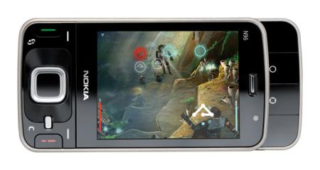 Nokia N96 mobile phone showing 3D game