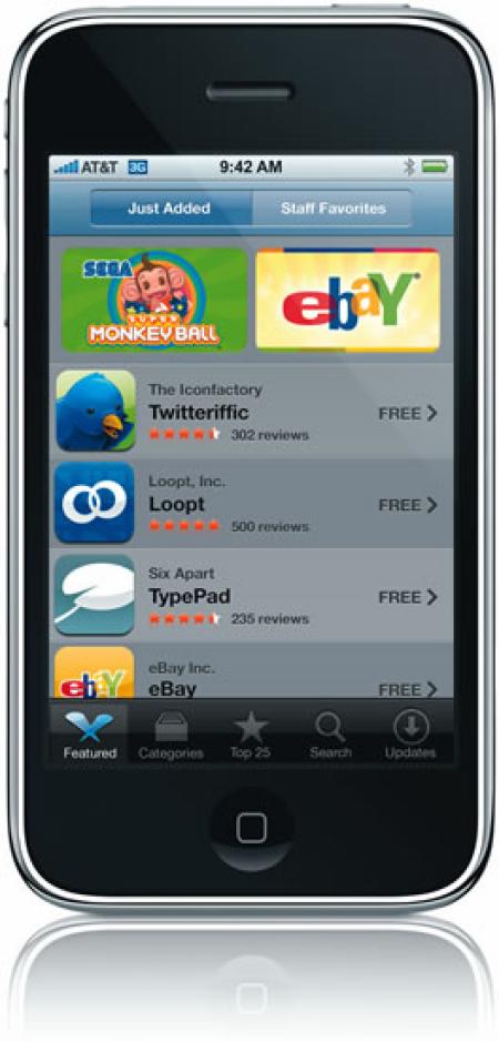 Apple iPhone 3G with an eBay app