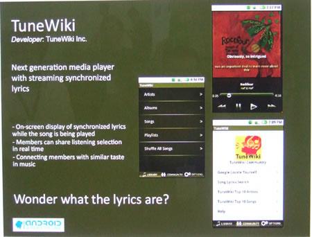 TuneWiki Google Android mobile phone software