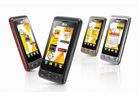 LG KP500 mobile phone in different colours