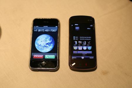 Nokia N97 vs iPhone on the left