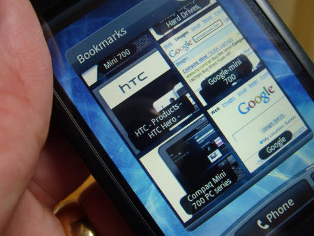 HTC Hero on G1 showing Web browser