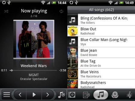 HTC Hero music and video player