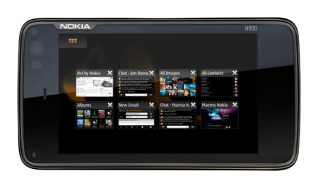 Nokia N900 smartphone showing user interface