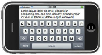 iPhone virtual keyboard