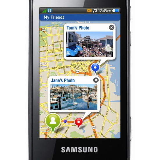 Samsung Bada showing Google Maps integration