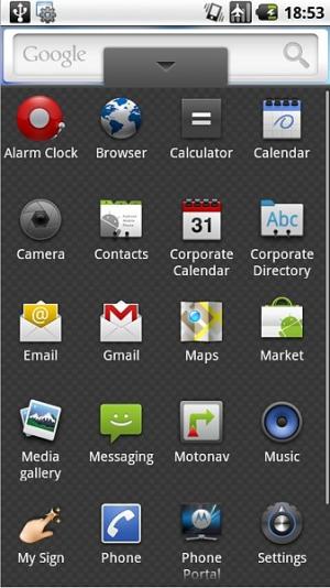 Motorola Milestone user interface