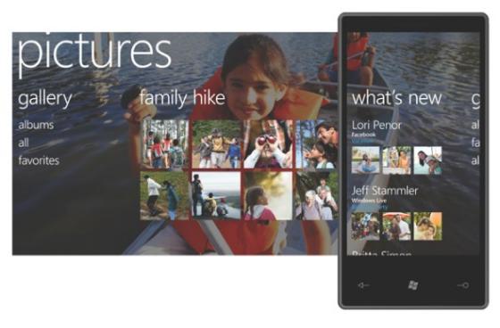 Microsoft Windows Phone 7 Series showing pictures