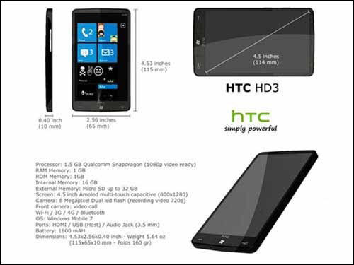 HTC HD3 Specifications