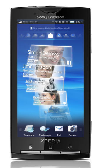 Sony Ericsson Xperia X10 showing Timescape