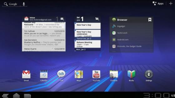 Google Android Honeycomb homescreen