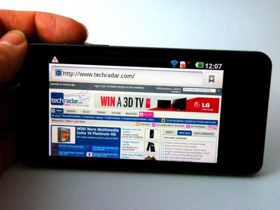LG Optimus 2X showing Web browser