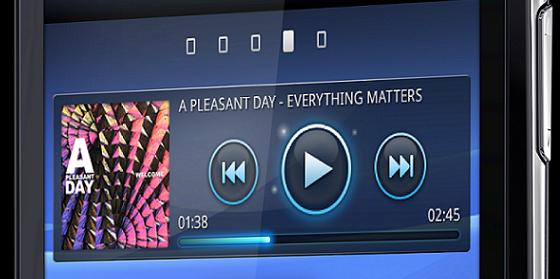 Sony Ericsson Xperia Arc showing music player
