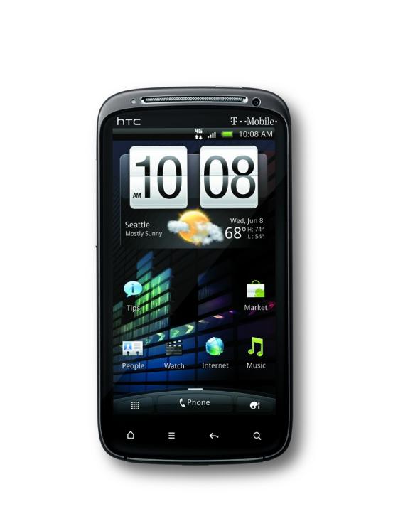 HTC Sensation showing Sense 3.0 user interface
