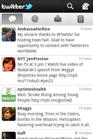 Twitter app for Android user interface