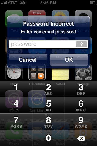 iPhone voicemail password