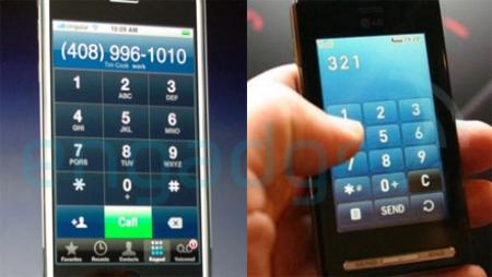 Apple iPhone and LG KE850 mobile phone comparison