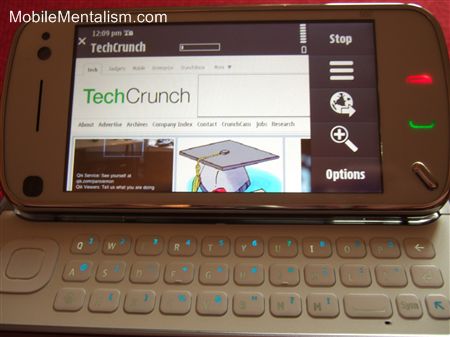 Nokia N97 web browsing with menu