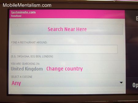 Nokia N97 with LastMinute's Food Finder
