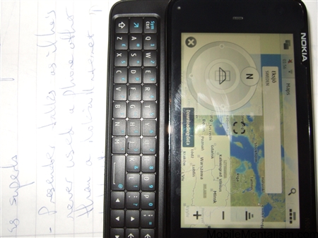 Nokia N900 showing Ovi Maps