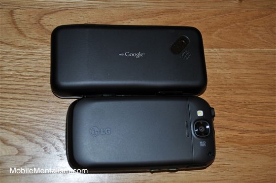 LG GW620 and T-Mobile G1 compared - back