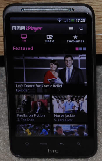 HTC Desire HD with BBC iPlayer app