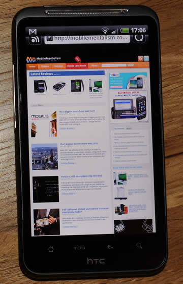 HTC Desire HD Web browsing