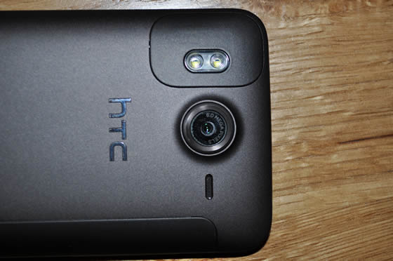 HTC Desire HD smartphone showing camera