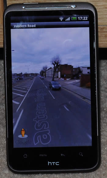 HTC Desire HD showing Google Street View