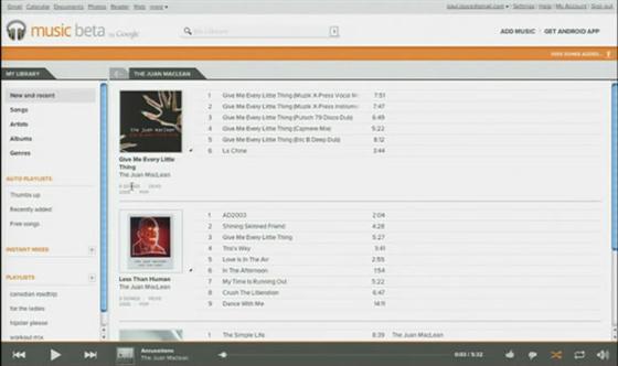 Android Music Beta by Google on the Web