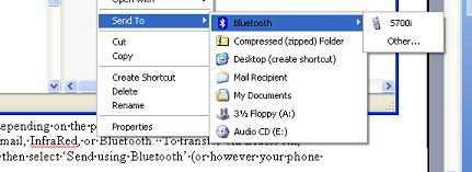 Send via Bluetooth